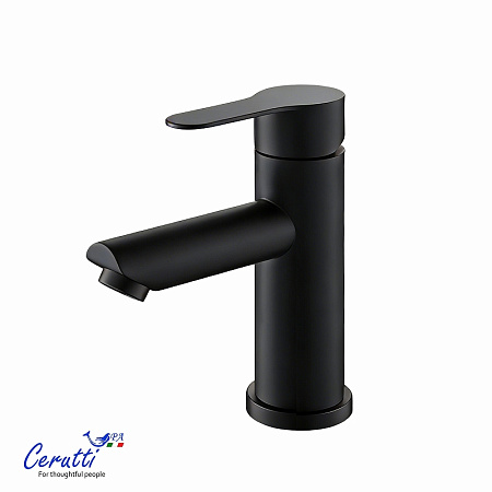 Смеситель для раковины Ceruttispa OVIDIO BM CT12080 из нержавеющей стали, черный матовый Смеситель для раковины Ceruttispa OVIDIO BM CT12080 из нержавеющей стали, черный матовый