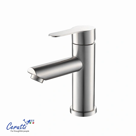 Смеситель для раковины Ceruttispa OVIDIO BN CT12079 из нержавеющей стали, матовый никель Смеситель для раковины Ceruttispa OVIDIO BN CT12079 из нержавеющей стали, матовый никель