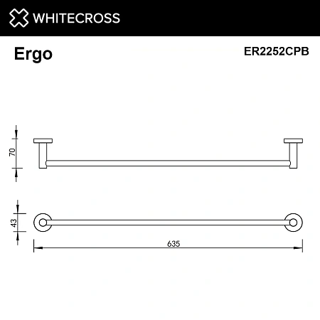 Полотенцедержатель WHITECROSS Ergo ER2252CPB 600 мм, брашированная медь Полотенцедержатель WHITECROSS Ergo ER2252CPB 600 мм, брашированная медь