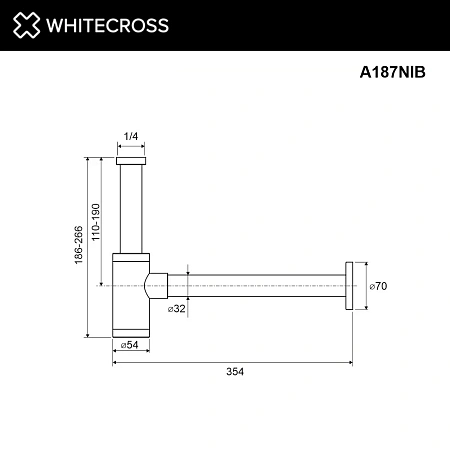 Сифон для раковины WHITECROSS A187NIB брашированный никель Сифон для раковины WHITECROSS A187NIB брашированный никель