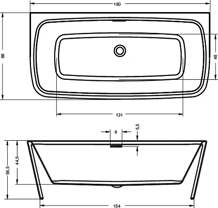 Акриловая ванна Riho ADORE FS 180x86 BD0400500000000 Акриловая ванна Riho ADORE FS 180x86 BD0400500000000