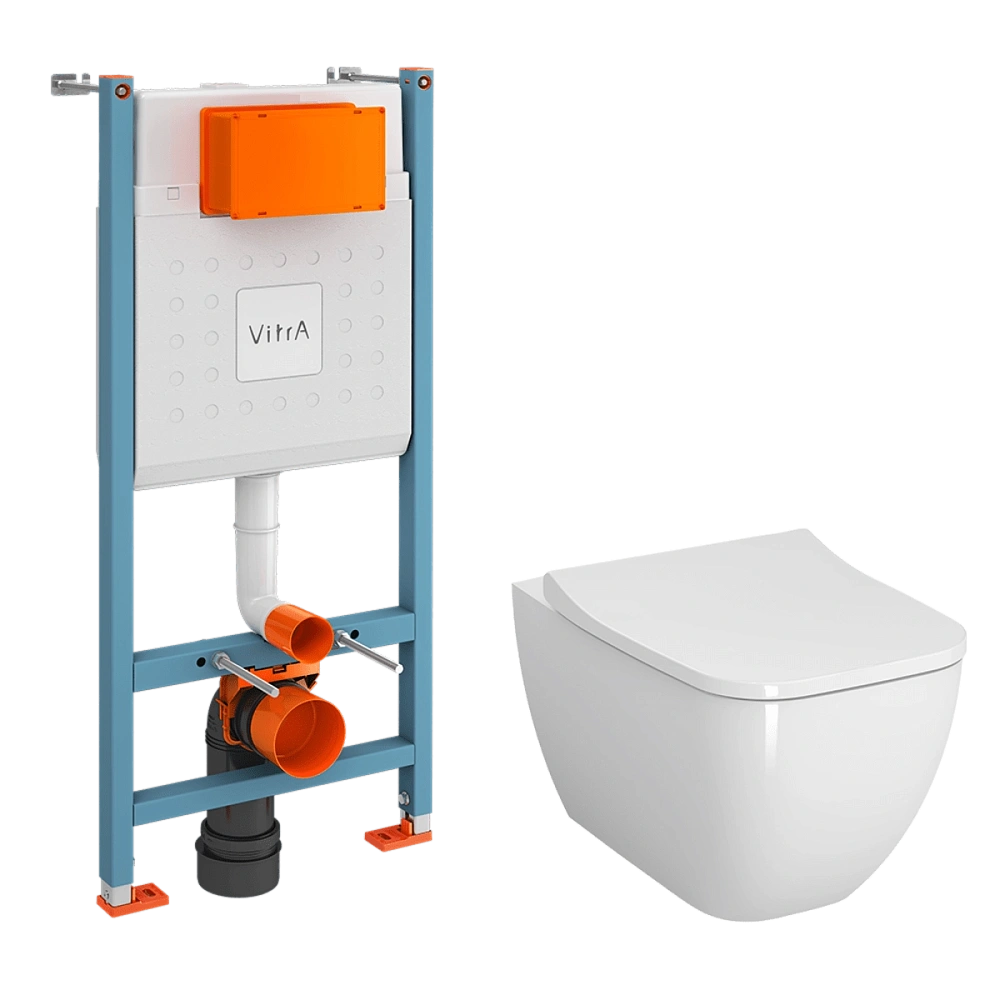 Комплект унитаза VitrA Shift 9855B003-7207 3 в 1 с инсталляцией, сиденьем микролифт, безободковый — Изображение 1