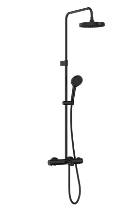 Душевая система VitrA Base Round A4730336EXP с термостатом, матовая черная Душевая система VitrA Base Round A4730336EXP с термостатом, матовая черная