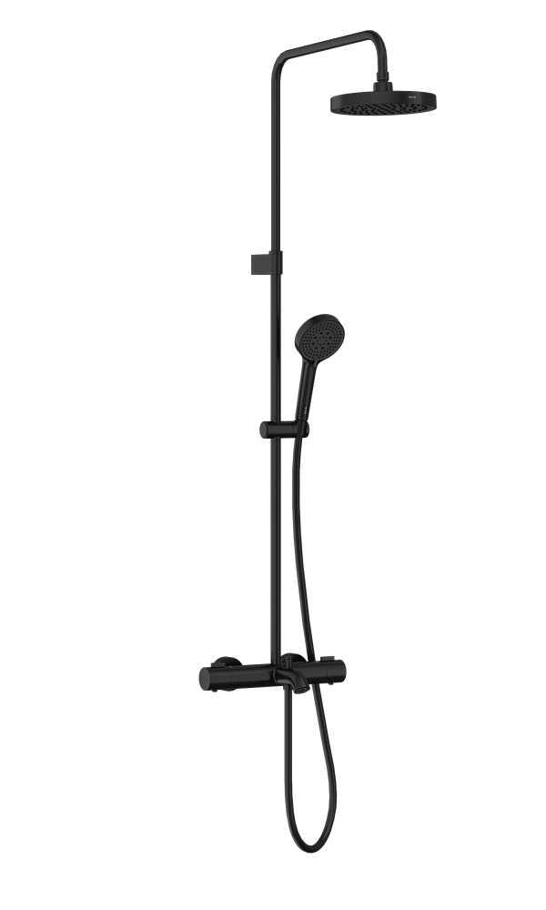 Душевая система VitrA Base Round A4730336EXP с термостатом, матовая черная — Изображение 1