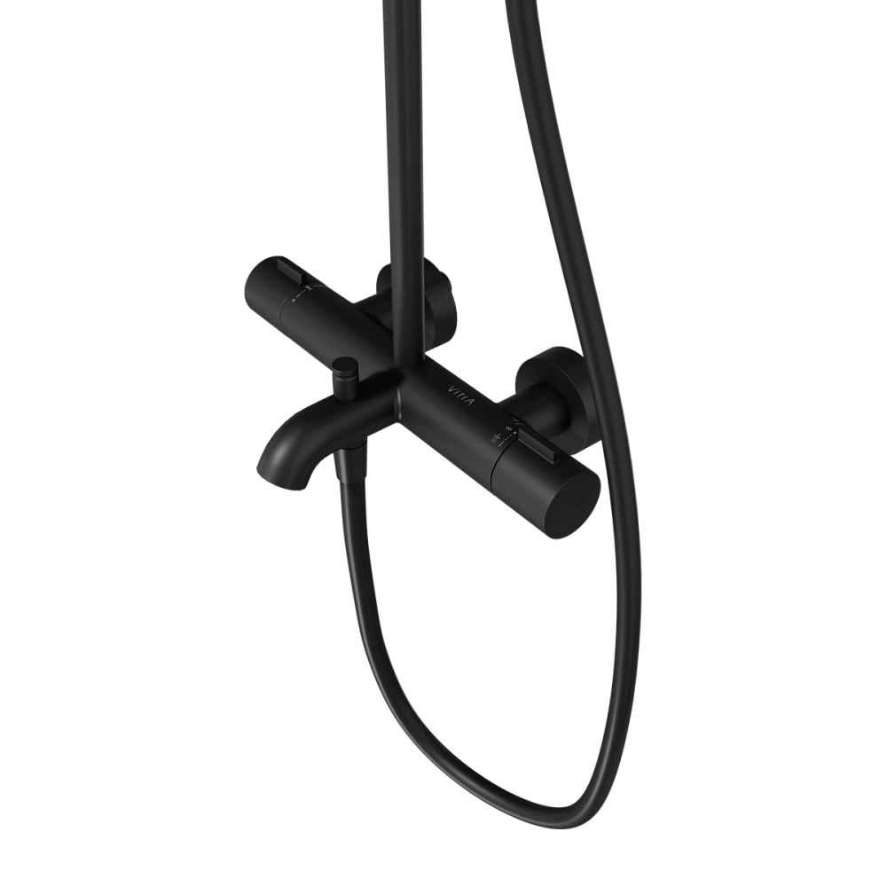 Душевая система VitrA Base Round A4730336EXP с термостатом, матовая черная — Изображение 4