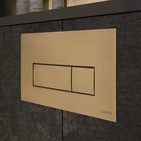 Клавиша смыва VitrA Root Square 740-2325 брашированное золото, двойной смыв Клавиша смыва VitrA Root Square 740-2325 брашированное золото, двойной смыв
