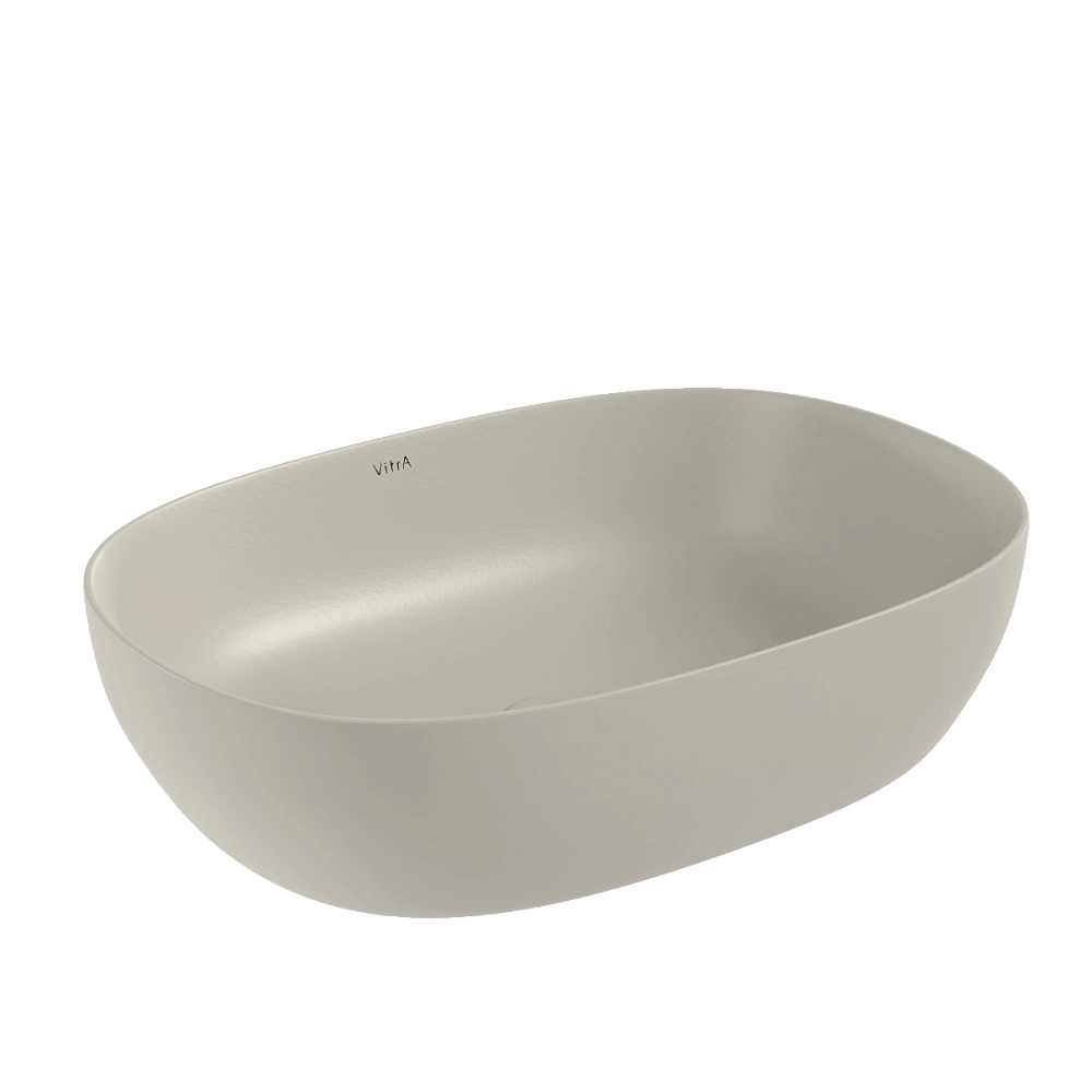 Раковина VitrA Outline Recycled 7995B066-0016 60 x 41 см накладная, матовая бежевая, антибактериальное покрытие Hygiene — Изображение 1