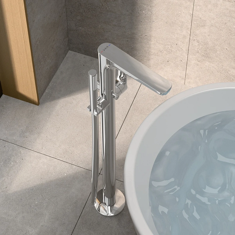 Смеситель для ванны VitrA Root Round A42741EXP напольный, хром — Изображение 6