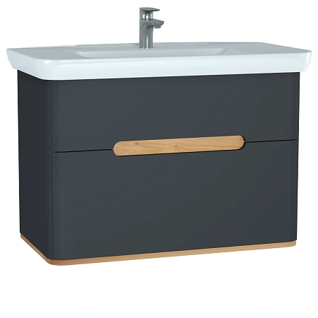 Тумба с раковиной VitrA Sento 60838 100 см матовая антрацит МДФ