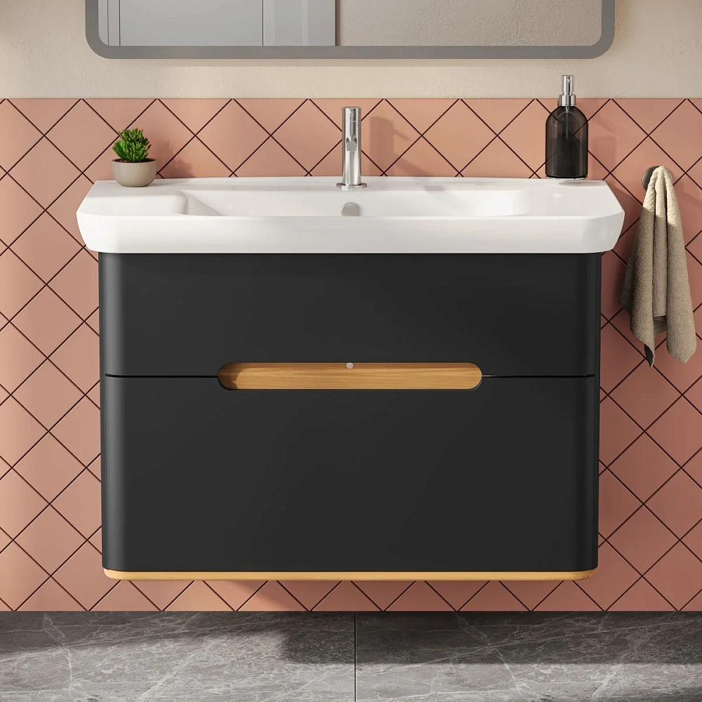 Тумба с раковиной VitrA Sento 60838 100 см матовая антрацит МДФ — Изображение 2