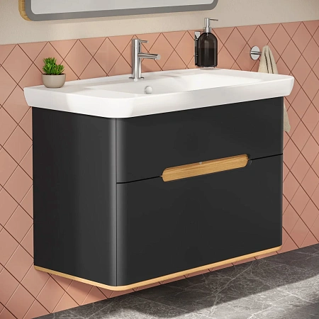 Тумба с раковиной VitrA Sento 60838 100 см матовая антрацит МДФ Тумба с раковиной VitrA Sento 60838 100 см матовая антрацит МДФ