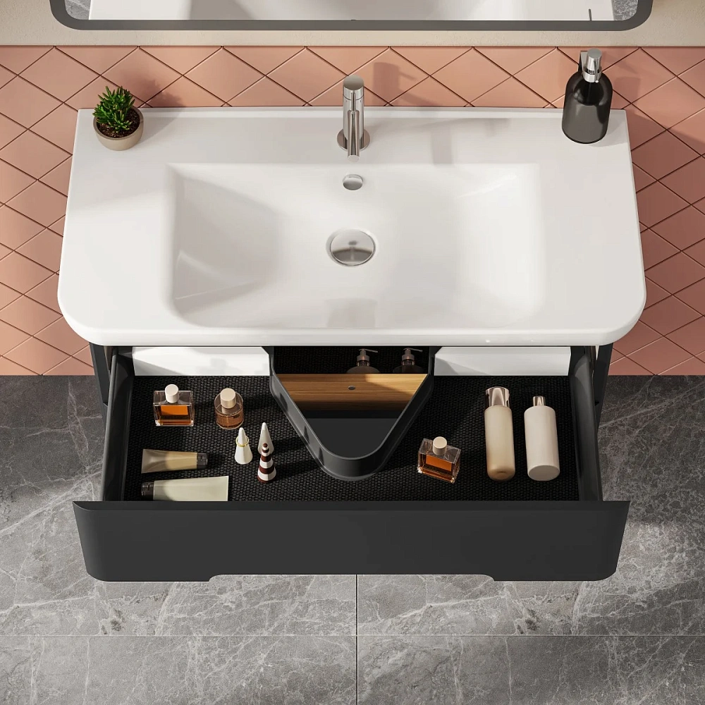 Тумба с раковиной VitrA Sento 60838 100 см матовая антрацит МДФ — Изображение 5