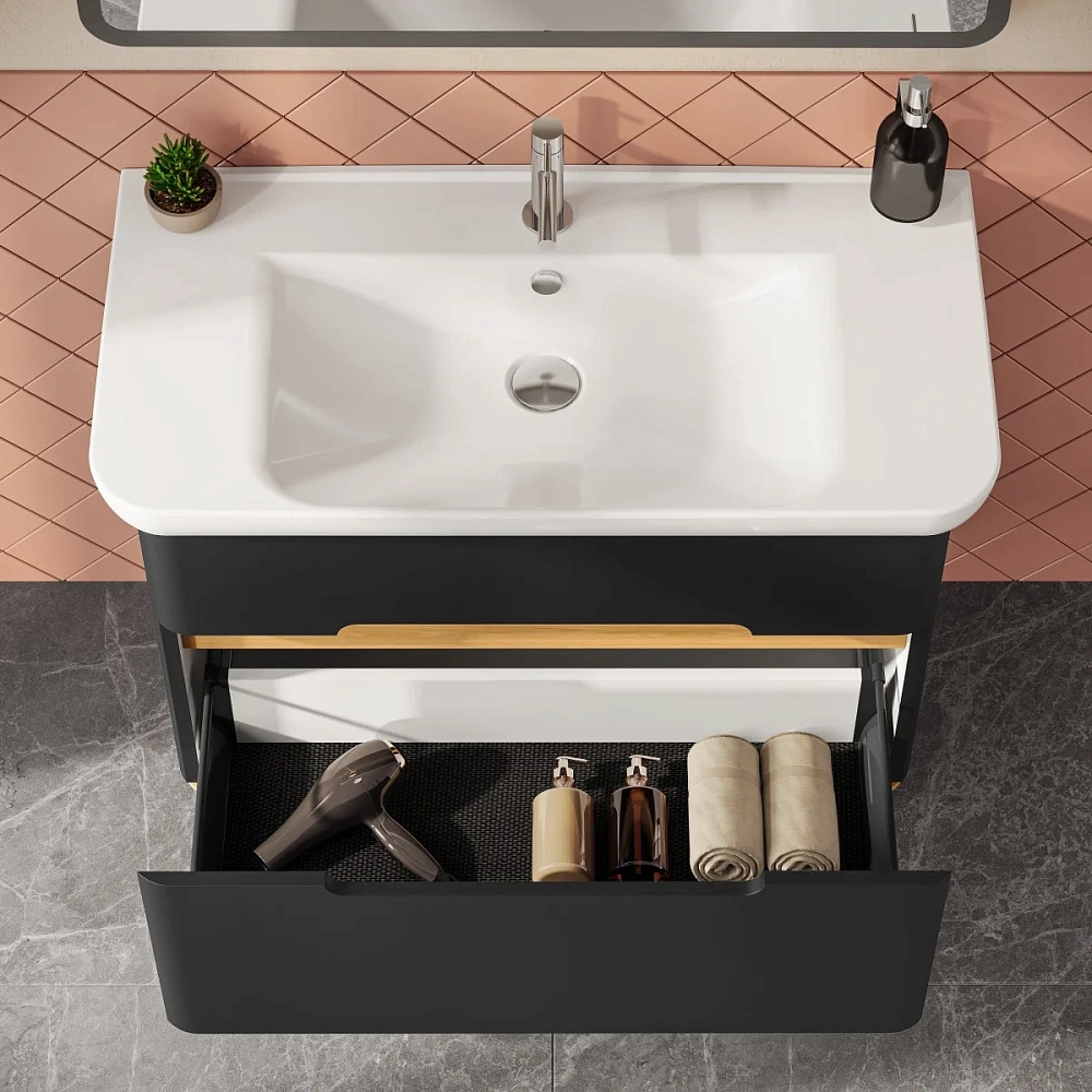 Тумба с раковиной VitrA Sento 60838 100 см матовая антрацит МДФ — Изображение 6