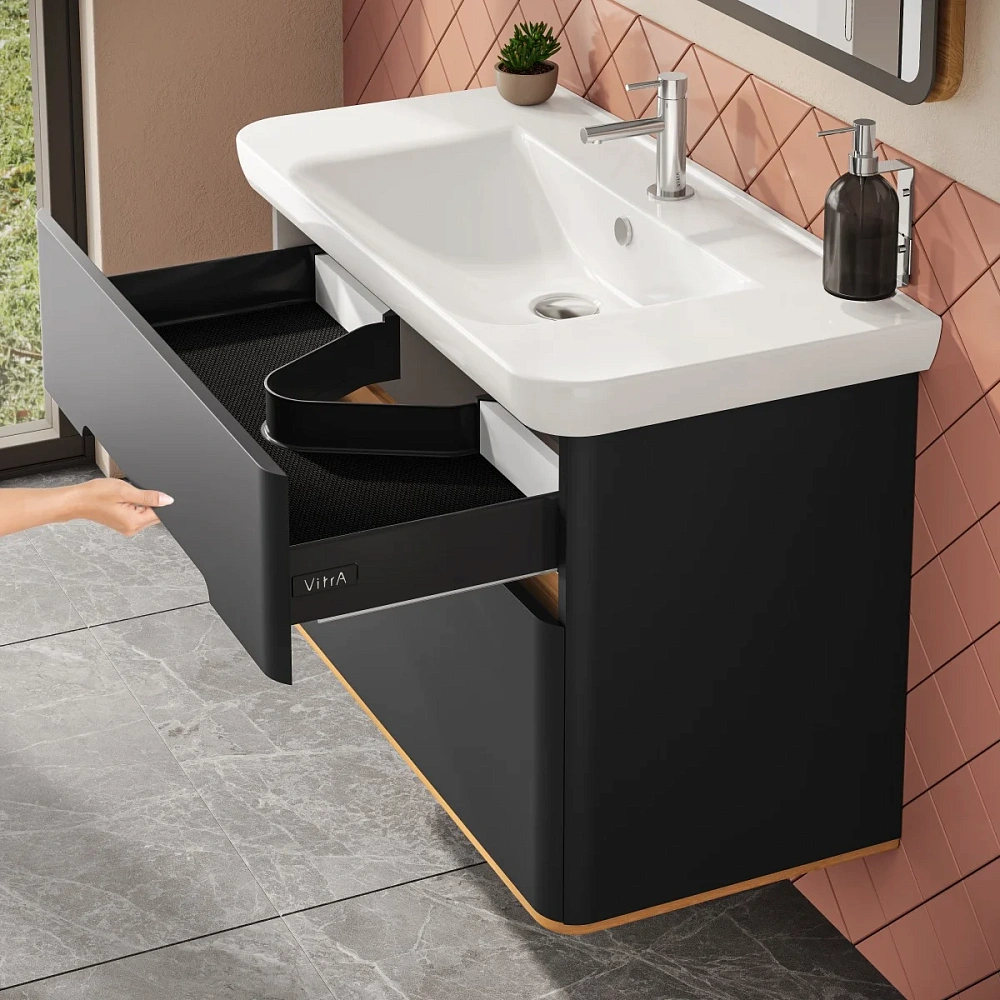Тумба с раковиной VitrA Sento 60838 100 см матовая антрацит МДФ — Изображение 7