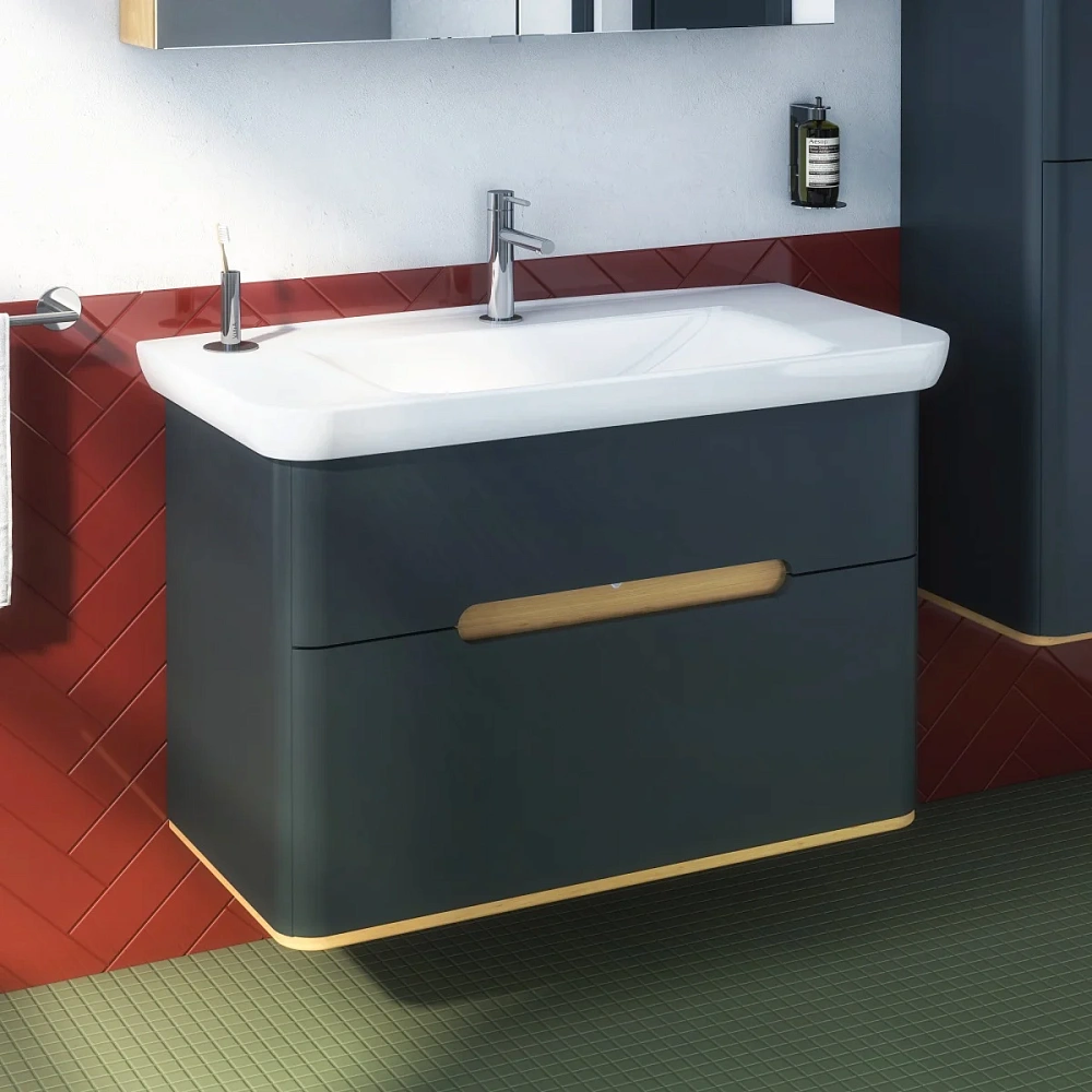 Тумба с раковиной VitrA Sento 60838 100 см матовая антрацит МДФ — Изображение 9