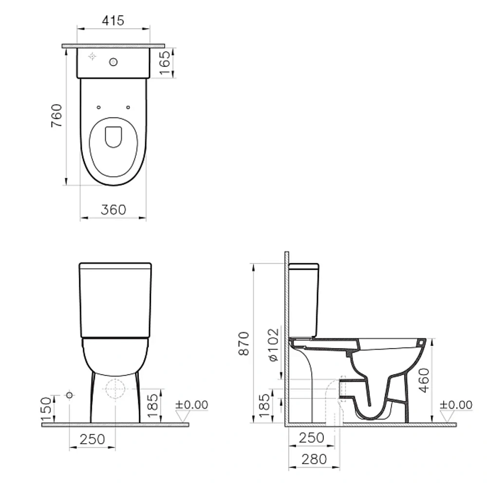 Унитаз напольный VitrA Conforma 9899B003-7200 с сиденьем без микролифта белый, антибактериальное покрытие Hygiene — Изображение 7