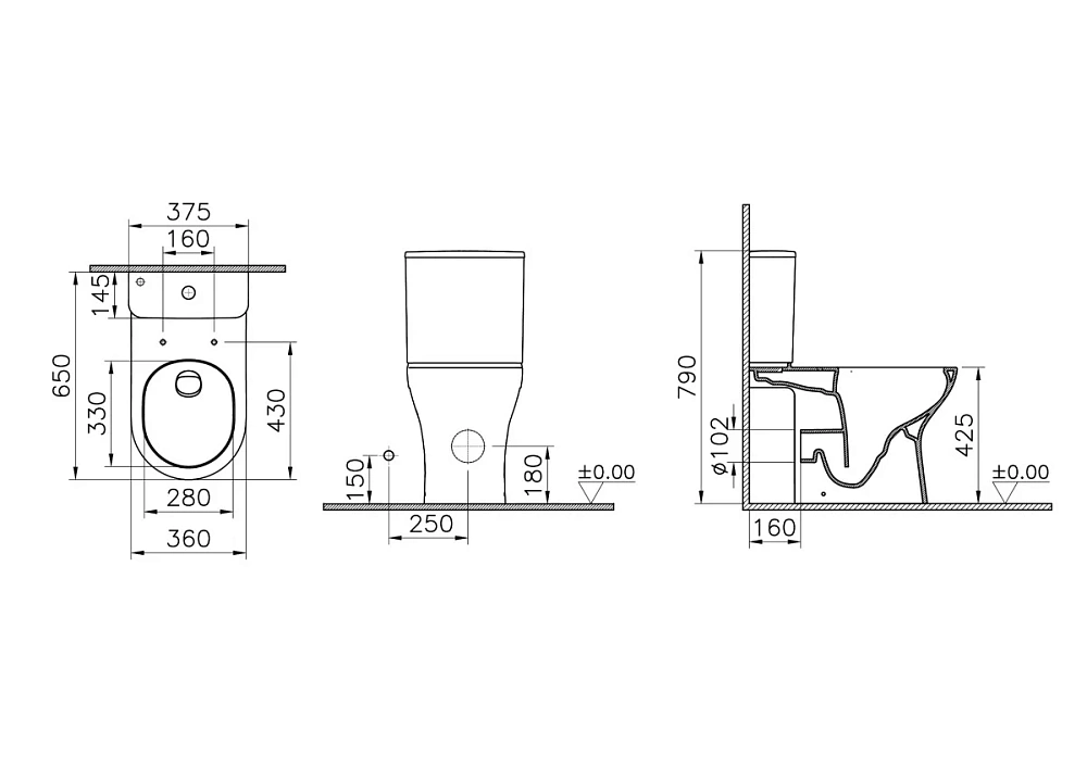 Унитаз напольный VitrA M50 9889B003-7200 безободковый VortexFlush с сиденьем микролифт, белый — Изображение 7