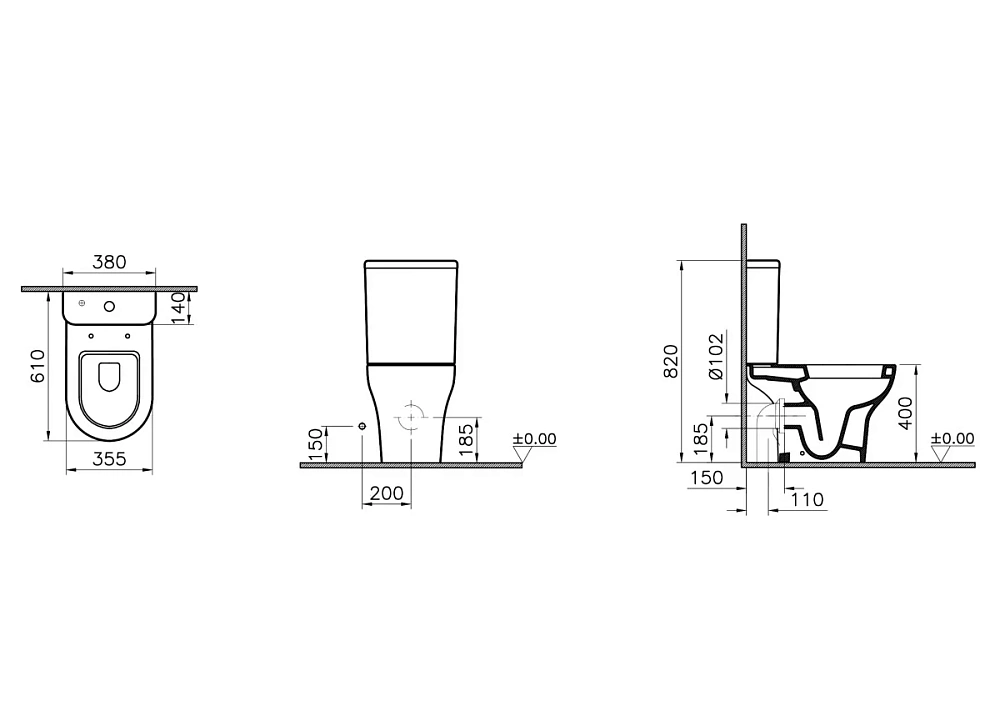 Унитаз напольный VitrA Zentrum 9012B003-7209 с сиденьем микролифт, белый, антибактериальное покрытие Hygiene — Изображение 6