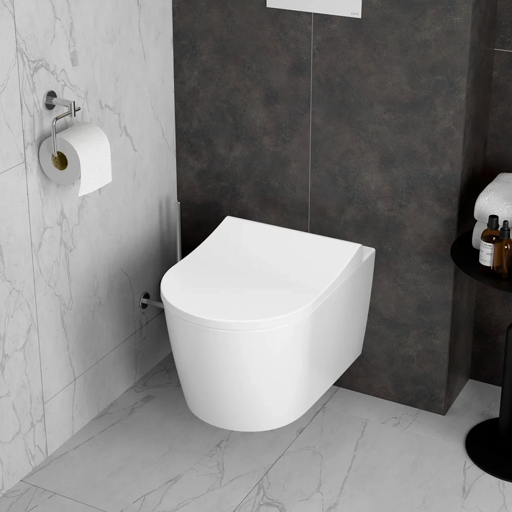 Унитаз подвесной VitrA Metropole Round 7910B003-6429 безободковый QuantumFlush с сиденьем микролифт, белый — Изображение 6