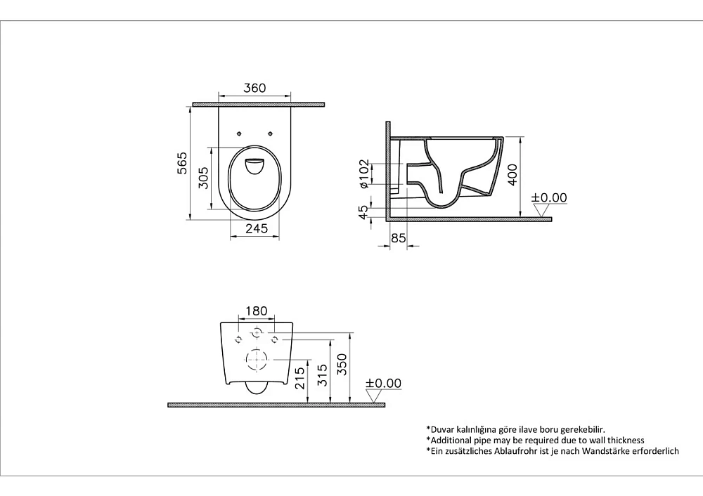 Унитаз подвесной VitrA Metropole Round 7910B003-6429 безободковый QuantumFlush с сиденьем микролифт, белый — Изображение 10