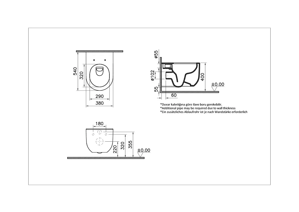 Унитаз подвесной VitrA Liquid 7321B403-0075 безободковый Rim-ex белый, антибактериальное покрытие Hygiene + Clean — Изображение 7