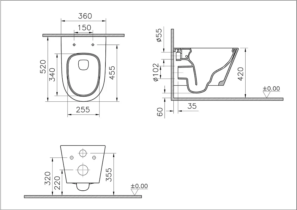 Унитаз подвесной VitrA M50 8302B003-6404 безободковый VortexFlush с сиденьем микролифт, дюропласт белый — Изображение 8