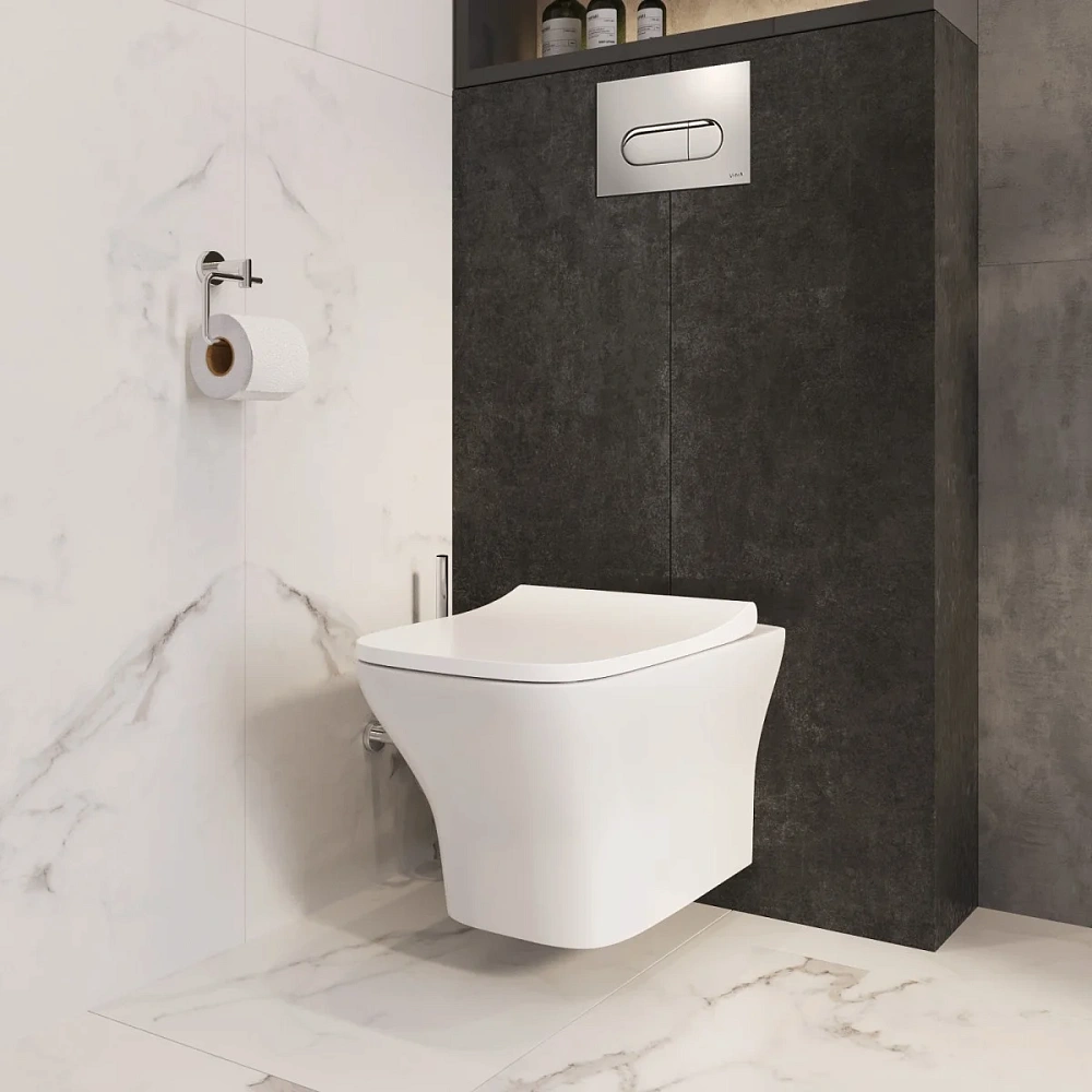 Унитаз подвесной VitrA Zentrum Square 7484B003-0075 безободковый SmoothFlush белый, антибактериальное покрытие Hygiene — Изображение 6