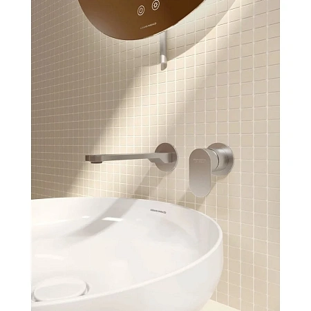 Смеситель для раковины Kerama Marazzi Siara 28050KM.50.050 настенный, с внутренней частью, нержавеющая сталь Смеситель для раковины Kerama Marazzi Siara 28050KM.50.050 настенный, с внутренней частью, нержавеющая сталь
