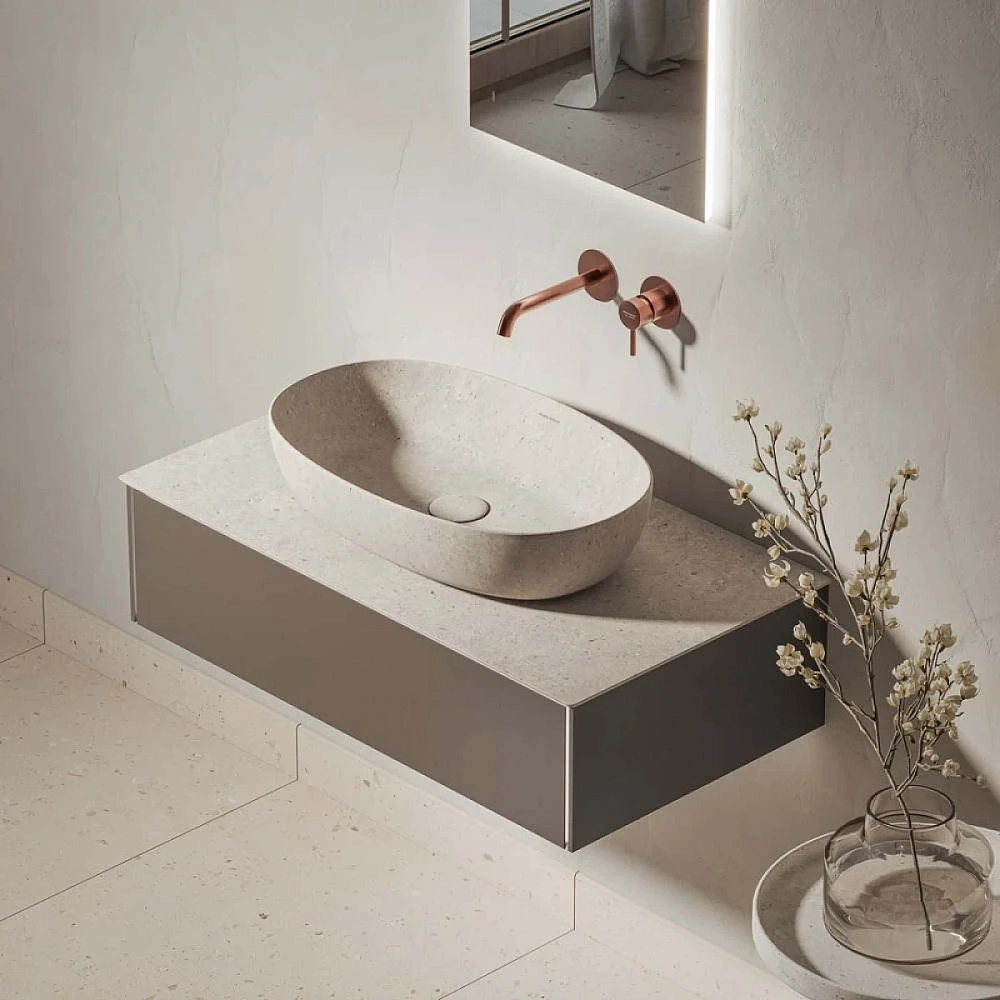 Раковина Kerama Marazzi Plaza 60 см KMPLWB60MBEST0 накладная с донным клапаном, риккарди бежевый — Изображение 4