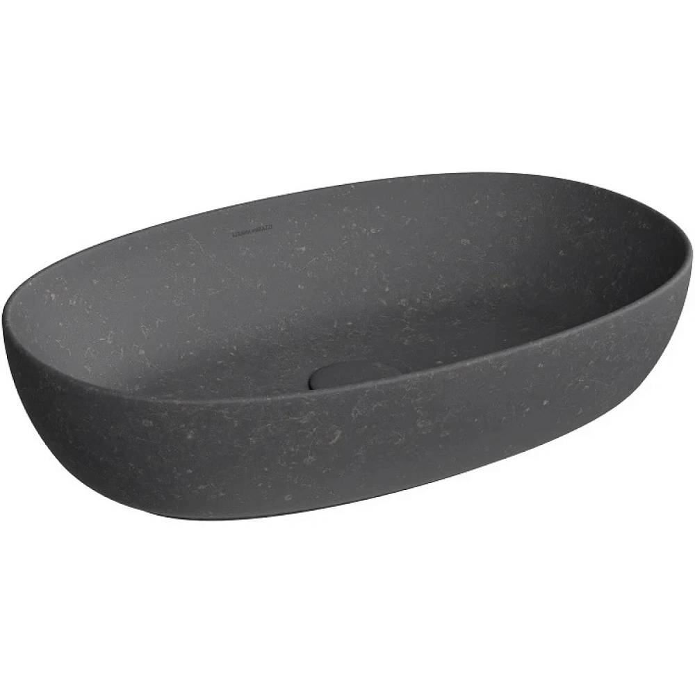 Раковина Kerama Marazzi Plaza 60 см KMPLWB60MBLST0 накладная с донным клапаном, черный камень — Изображение 1