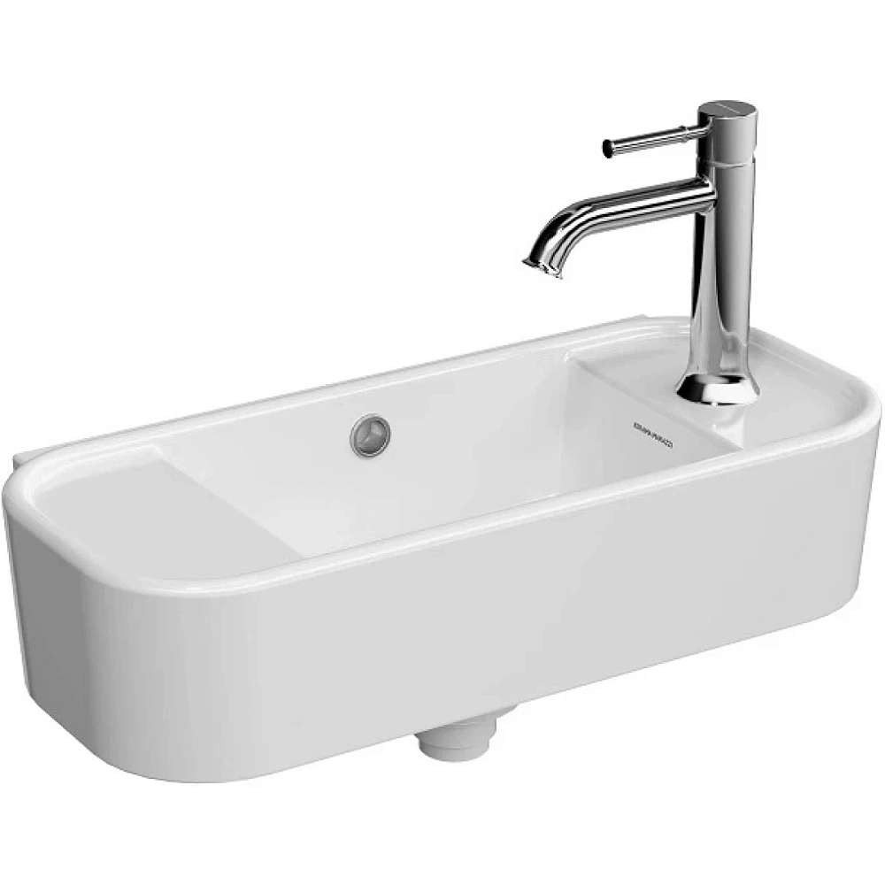 Раковина Kerama Marazzi Элеганс KMELWB51GWH1RH подвесная 51 см с крепежом, правосторонняя, белая глянцевая — Изображение 1