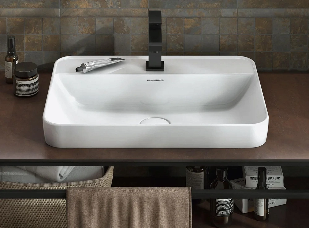 Раковина Kerama Marazzi Plaza PLR.wbi.55.1 встраиваемая сверху 55, белая глянцевая — Изображение 6