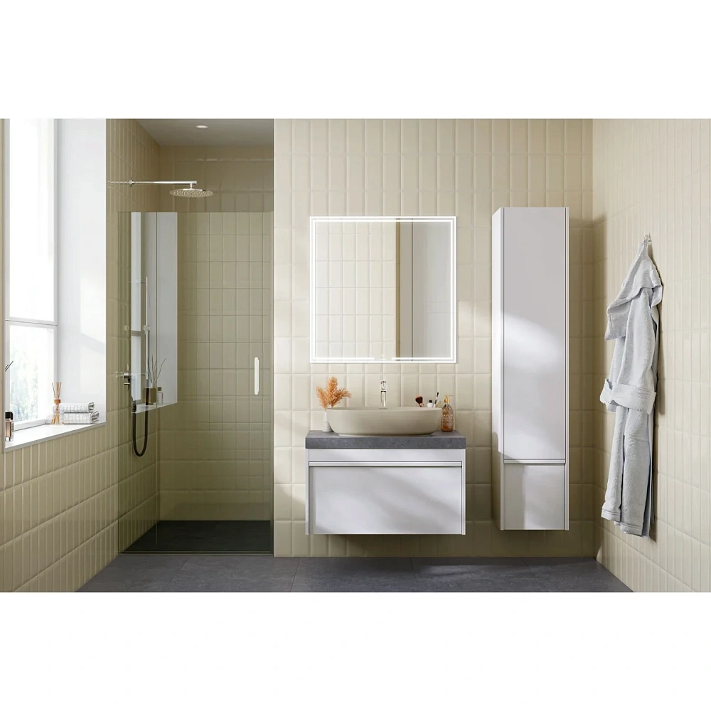 Шкаф-пенал Kerama Marazzi Modula MOD.165\WHT подвесной 165 с дверцей и ящиком, белый глянцевый — Изображение 5