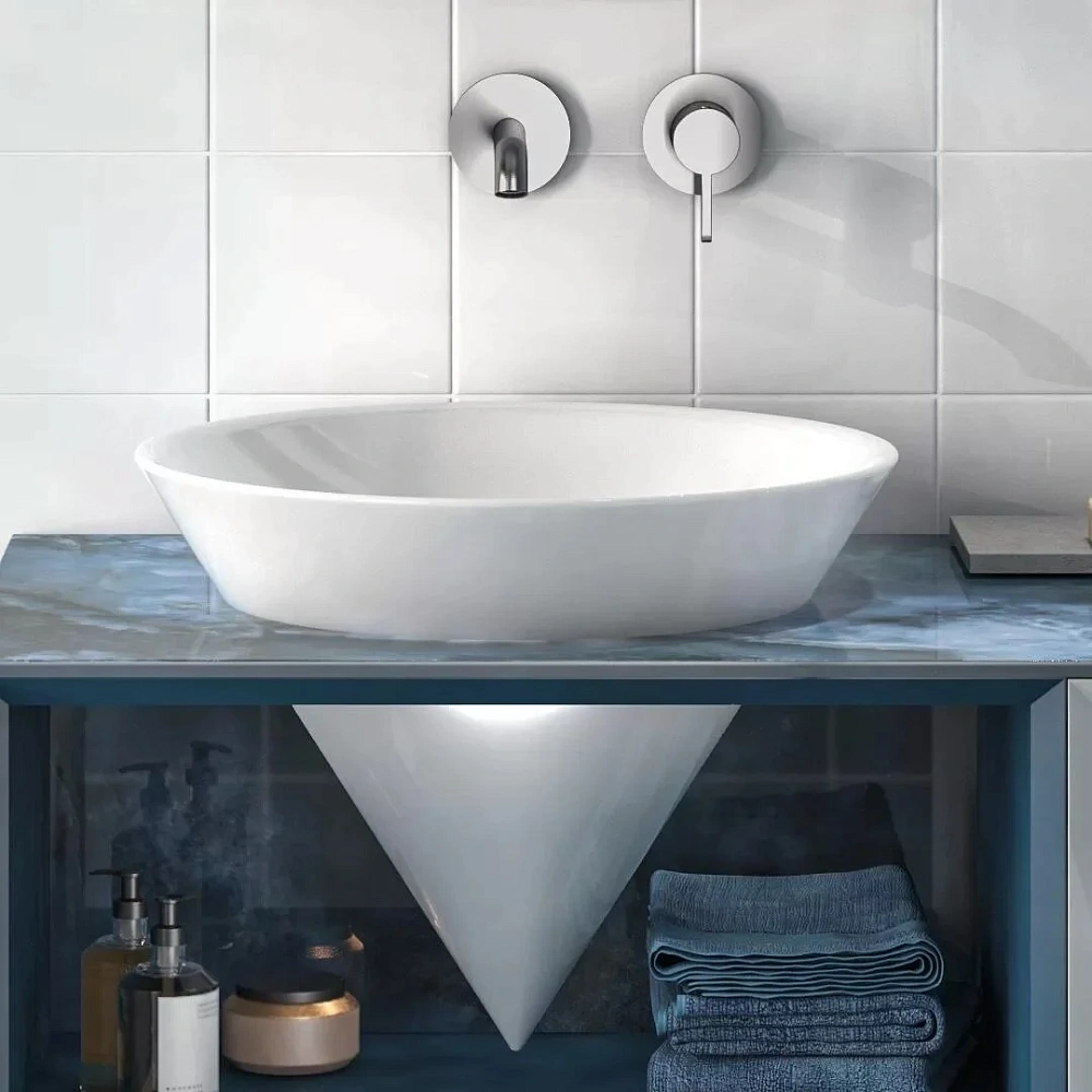 Смеситель для раковины Kerama Marazzi Linea 71028KM.21.018 настенный c внутр.частью, хром — Изображение 3