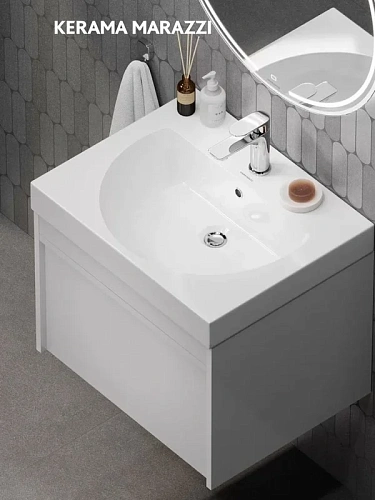 Раковина Kerama Marazzi Buongiorno BG.wb.60 подвесная/мебельная 60, белая глянцевая Раковина Kerama Marazzi Buongiorno BG.wb.60 подвесная/мебельная 60, белая глянцевая