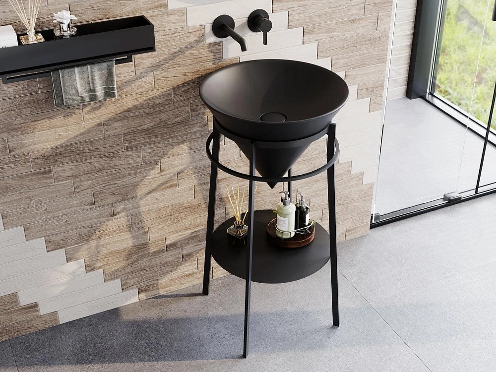 Консоль под раковину Kerama Marazzi Cono CO.44\BLK.M напольная 44, черная матовая — Изображение 7