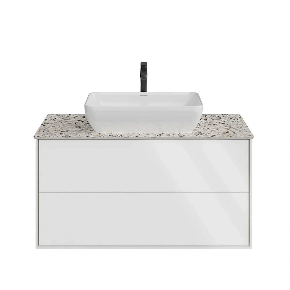 Тумба под раковину Kerama Marazzi Plaza Modern KMPMCb100MWh2 подвесная 100, нажимное открывание, белая матовая — Изображение 2