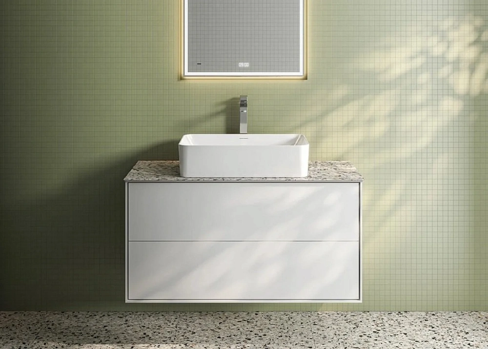 Тумба под раковину Kerama Marazzi Plaza Modern KMPMCb100MWh2 подвесная 100, нажимное открывание, белая матовая — Изображение 4