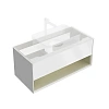 Тумба под раковину Kerama Marazzi Plaza Modern KMPMCb100MSg1 подвесная 100, нажимное открывание, подсветка, белая матовая+шалфей Тумба под раковину Kerama Marazzi Plaza Modern KMPMCb100MSg1 подвесная 100, нажимное открывание, подсветка, белая матовая+шалфей