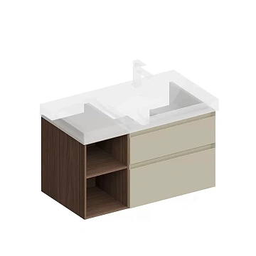 Тумба под раковину Kerama Marazzi CUB.90.2Rh\LIM.N подвесная Cubo правая с ящиками 90, лимо матовая-древесная