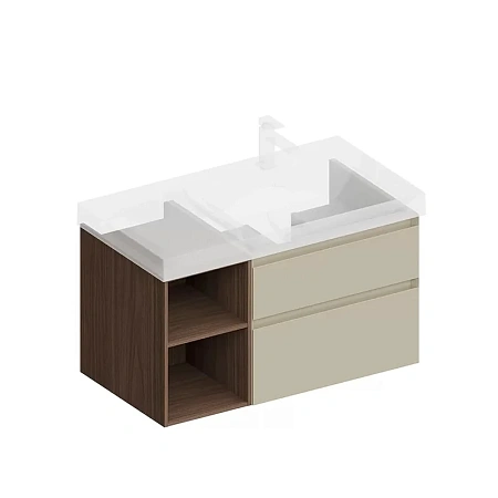 Тумба под раковину Kerama Marazzi CUB.90.2Rh\LIM.N подвесная Cubo правая с ящиками 90, лимо матовая-древесная