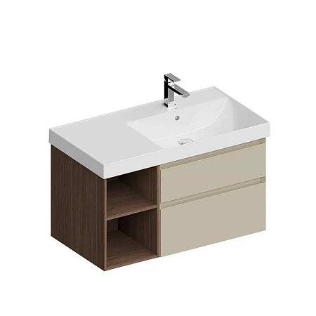 Тумба под раковину Kerama Marazzi CUB.90.2Rh\LIM.N подвесная Cubo правая с ящиками 90, лимо матовая-древесная Тумба под раковину Kerama Marazzi CUB.90.2Rh\LIM.N подвесная Cubo правая с ящиками 90, лимо матовая-древесная