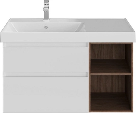 Тумба под раковину Kerama Marazzi CUB.90.2Lh\WHTM.N подвесная Cubo левая с ящиками 90, белая матовая-древесная Тумба под раковину Kerama Marazzi CUB.90.2Lh\WHTM.N подвесная Cubo левая с ящиками 90, белая матовая-древесная