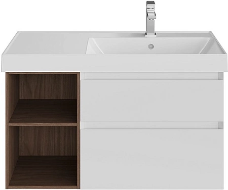 Тумба под раковину Kerama Marazzi CUB.90.2Rh\WHTM.N подвесная Cubo правая с ящиками 90, белая матовая-древесная Тумба под раковину Kerama Marazzi CUB.90.2Rh\WHTM.N подвесная Cubo правая с ящиками 90, белая матовая-древесная