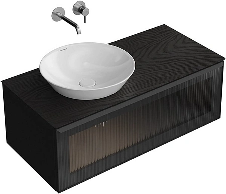 Тумба под раковину Kerama Marazzi Iconico IC.100.1\BLK подвесная 100 с рифленым стеклом, черная Тумба под раковину Kerama Marazzi Iconico IC.100.1\BLK подвесная 100 с рифленым стеклом, черная
