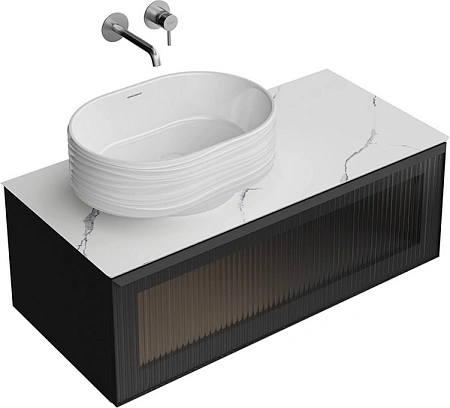 Тумба под раковину Kerama Marazzi Iconico IC.100.1\BLK подвесная 100 с рифленым стеклом, черная Тумба под раковину Kerama Marazzi Iconico IC.100.1\BLK подвесная 100 с рифленым стеклом, черная