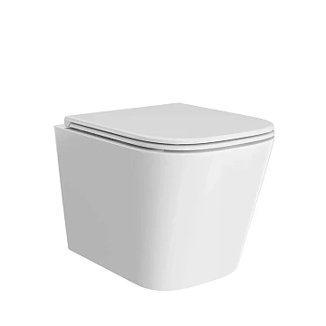 Унитаз подвесной Kerama Marazzi Cubo CU.wc.02 безободковый с крепежом и сиденьем, белый глянцевый