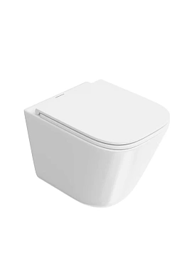 Унитаз подвесной Kerama Marazzi Cubo Tornado CU.T.wc.02 с системой смыва торнадо с крепежом и сиденьем, белый глянцевый
