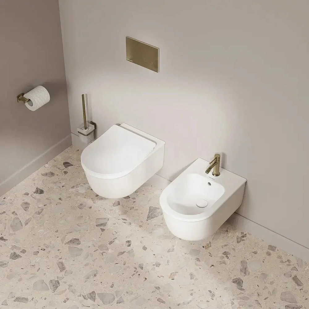 Унитаз подвесной Kerama Marazzi Элеганс KMELWC53GWH2 безободковый, белый глянцевый — Изображение 3