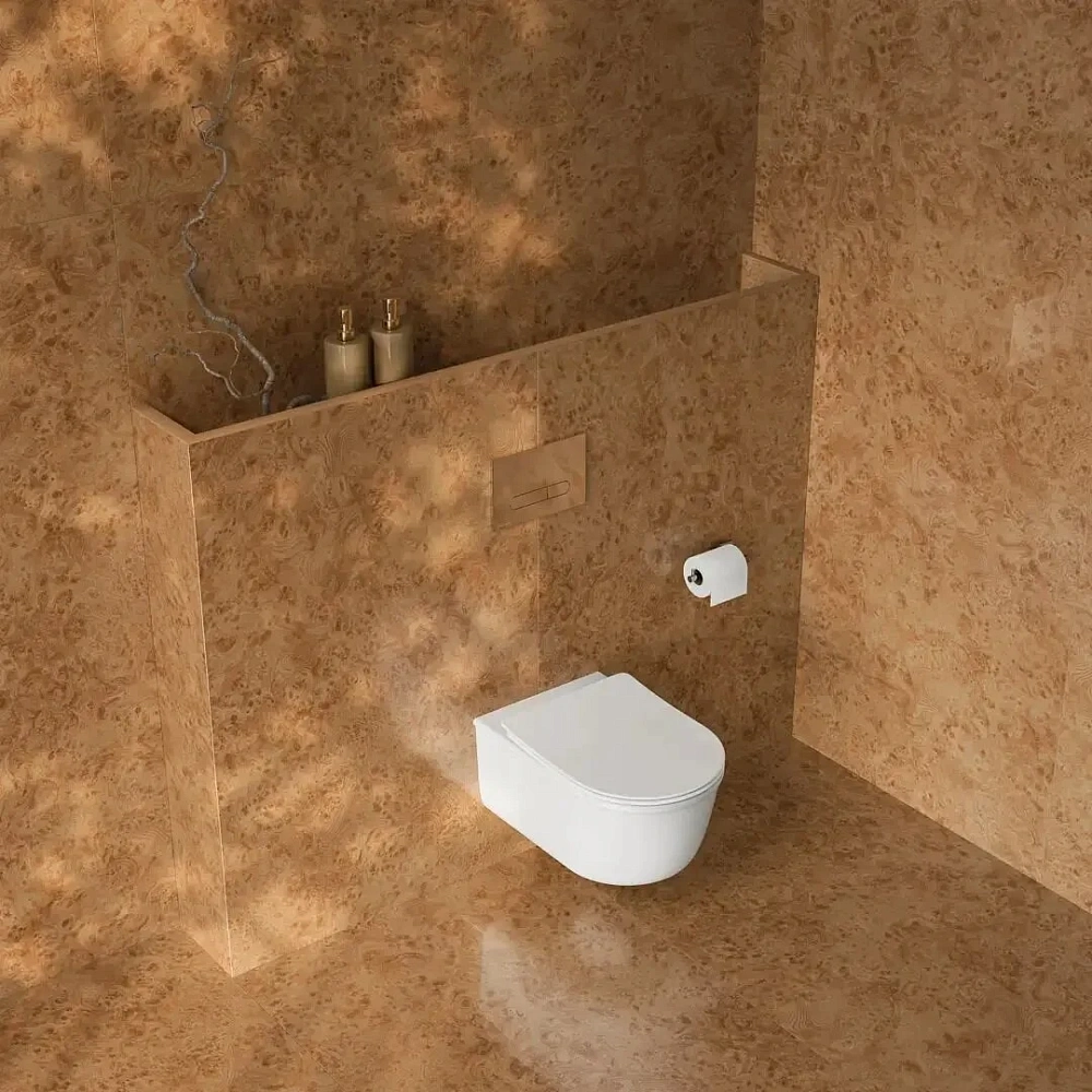 Унитаз подвесной Kerama Marazzi Элеганс KMELWC53GWH2 безободковый, белый глянцевый — Изображение 4